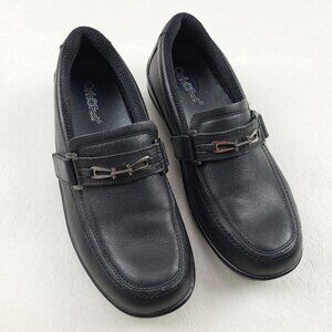 Orthofeet Chelsea Slip On Loafer Womens 9 B Black Leather Comfort Dress Shoe 819